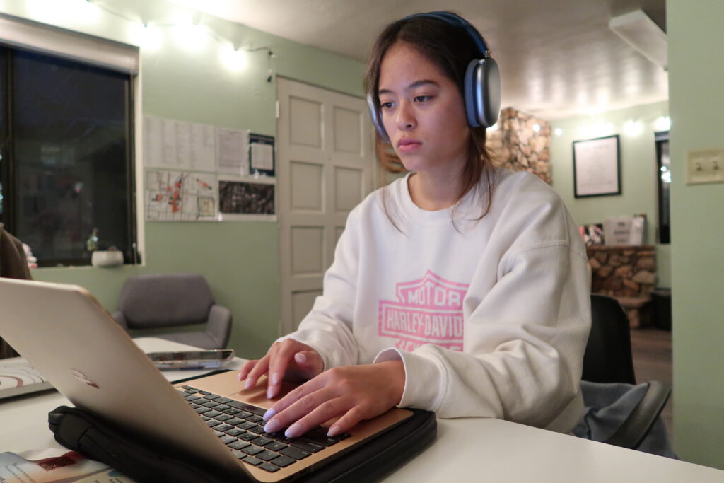 Student on a computer